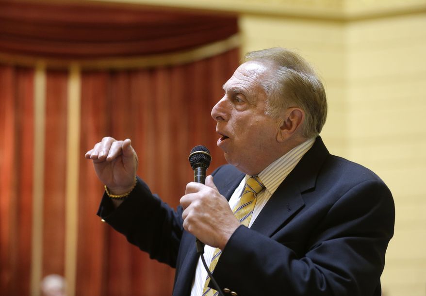 Rhode Island House Minority Whip Joseph Trillo, R-Warwick, addresses the House Chamber during a legislative session, Wednesday, June 15, 2016, at the Statehouse, in Providence, R.I. The state's proposed $8.9 billion budget is expected to head to a vote in the House of Representatives Wednesday. (AP Photo/Steven Senne)