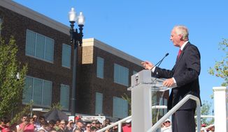 Washington, D.C. Council member Jack Evans speaks at the ribbon-cutting ceremony for Audi Field, the new stadium in Washington for Major League Soccer club D.C. United, on Monday, July 9, 2018. (Photo by Adam Zielonka/The Washington Times) ** FILE **