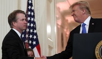 President Trump introduced Judge Brett M. Kavanaugh as his Supreme Court nominee Monday night in the East Room of the White House. (Associated Press)