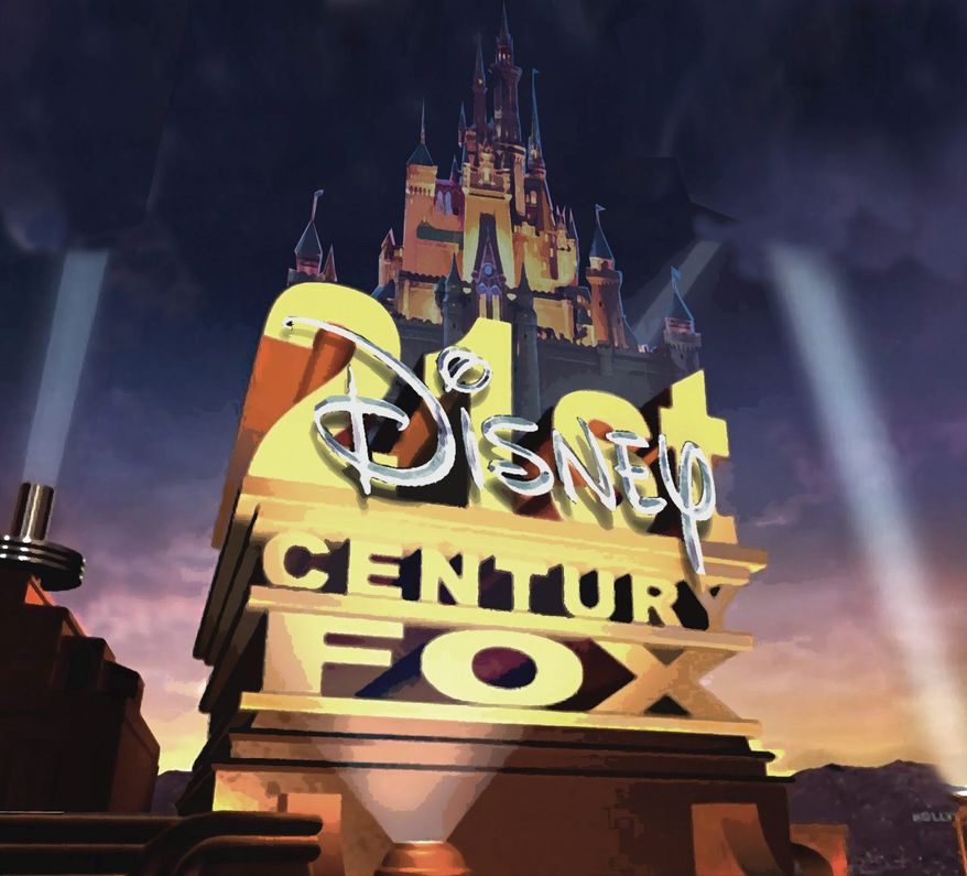 Illustration on the Disney/Fox merger      The Washington Times