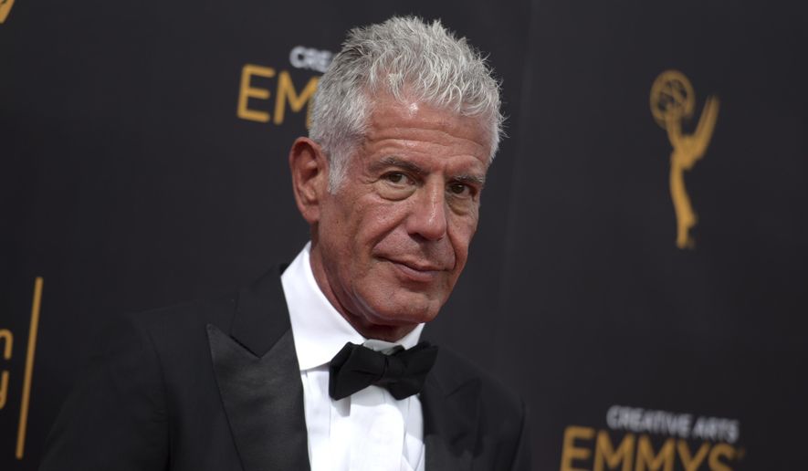 In this Sept. 11, 2016, file photo, Anthony Bourdain arrives at night two of the Creative Arts Emmy Awards in Los Angeles. Bourdain, who took his life in June, received several posthumous Emmy nominations on Thursday. (Photo by Richard Shotwell/Invision/AP, File)