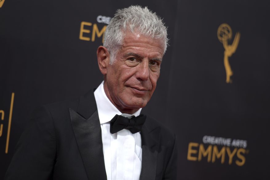 In this Sept. 11, 2016, file photo, Anthony Bourdain arrives at night two of the Creative Arts Emmy Awards in Los Angeles. Bourdain, who took his life in June, received several posthumous Emmy nominations on Thursday. (Photo by Richard Shotwell/Invision/AP, File)