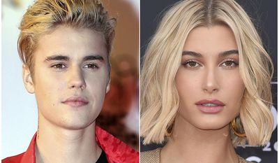Justin Bieber, 24 and Hailey Baldwin, 21, are engaged after a month of dating. Bieber confirmed the engagement in an Instagram post Monday, July 9, 2018, that included a photo of Baldwin kissing him. He promises in the post to put Baldwin first and calls her the love of his life. (AP Photo)