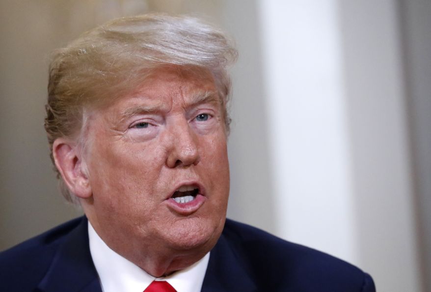 U.S. President Donald Trump speaks at the beginning of a meeting with Russian President Vladimir Putin at the Presidential Palace in Helsinki, Finland, Monday, July 16, 2018. (AP Photo/Pablo Martinez Monsivais)