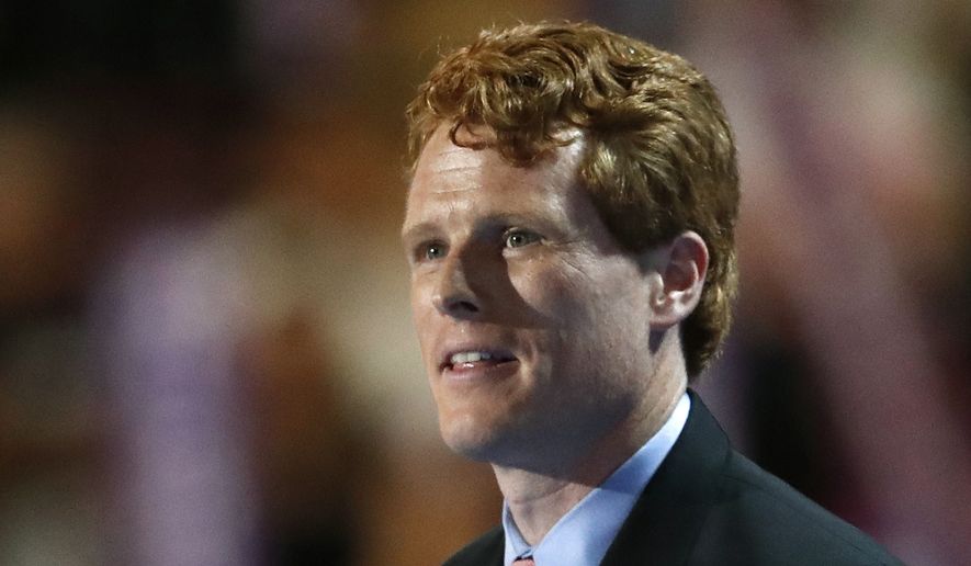 In this July 25, 2016, file photo, Rep. Joe Kennedy, D-Mass., speaks during the first day of the Democratic National Convention in Philadelphia. (AP Photo/Paul Sancya, File)