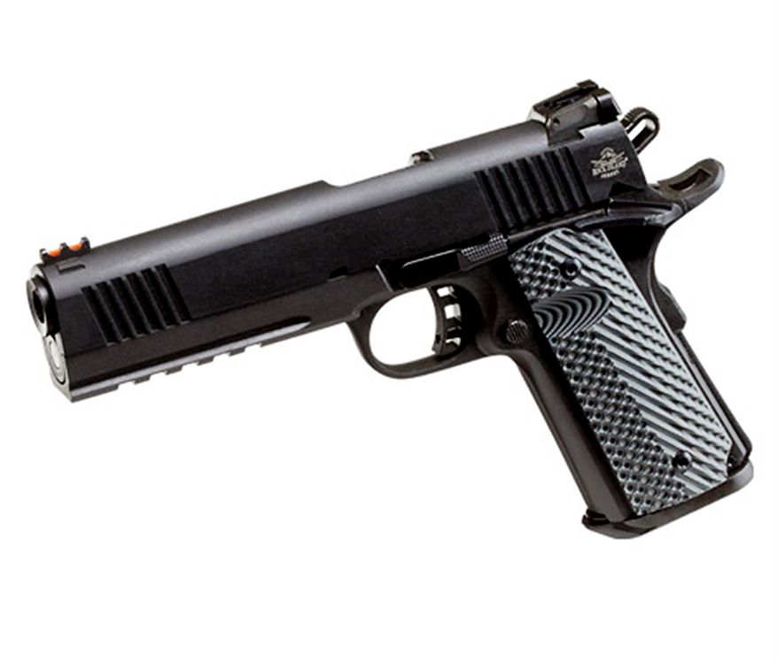 Rock Island Armory TAC Ultra mid-size introduces a full tactical rail and is built with 4140 Ordnance steel and refined with our carefully managed hand fitting process. Chambered in 10mm with a 4.25" button rifled barrel supported by a full length guide rod and full dust cover. It includes a low profile adjustable rear sight and high visibility fiber optic front sight and is also fitted with a skeletonized hammer and trigger with adjustable over travel stop. The TAC Ultra is finished with a tough parkerzied matte coating and adds battle ready G10 tactical grips.