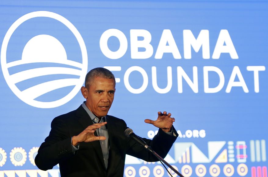 Former US President Barack Obama speaks during his town hall for the Obama Foundation at the African Leadership Academy in Johannesburg, South Africa, Wednesday, July 18, 2018. (AP Photo/Themba Hadebe, Pool) **FILE**