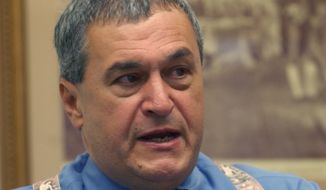 Tony Podesta, the Pennsylvania manager for the Kerry-Edwards campaign, speaks to Associated Press reporters in Philadelphia, Tuesday, Sept. 28, 2004. Podesta discussed strategy for the last five weeks of the presidential campaign. (AP Photo/Jacqueline Larma)