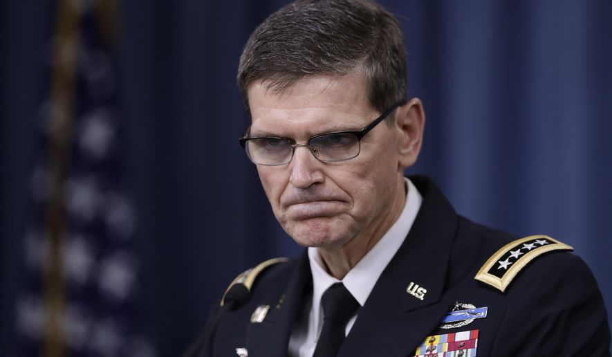 FILE - In this Aug. 30, 2016 file photo, U.S. Central Command Command Commander, U.S. Army Gen. Joseph Votel, speaks to reporters at the Pentagon. Votel said on Thursday that he has received no new guidance from the Pentagon on cooperating with Russia in Syria and that he is taking a &amp;quot;steady-as-she-goes&amp;quot; approach. (AP Photo/Manuel Balce Ceneta)