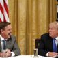 Mike Lindell, inventor of My Pillow, is now backing Hollywood films which suit his pro-life beliefs.  He has also been a friend and supporter to President Trump, shown here in a 2018 appearance at the White House.(AP Photo/Alex Brandon) 