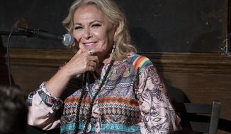 Roseanne Barr takes part in a special event and podcast taping at Stand Up NY, Thursday, July 26, 2018, in New York. (AP Photo/Craig Ruttle)