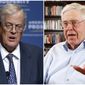 This combination of 2013 and 2012 file photos shows brothers David, left, and Charles Koch. In July 2018, an estimated 500 Koch donors — each having committed at least $100,000 annually — gathered in the mountains of Colorado for an invitation-only seminar that featured a handful of elected officials and high-profile influencers. The conservative network remains one of the nations most influential political forces. (Phelan M. Ebenhack, Bo Rader/The Wichita Eagle via AP)