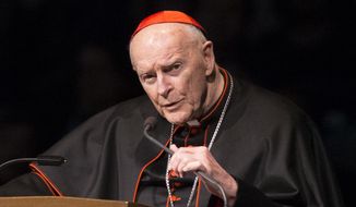In this Wednesday, March 4, 2015, file photo, Cardinal Theodore Edgar McCarrick speaks during a memorial service in South Bend, Ind. Pope Francis has accepted U.S. prelate Theodore McCarrick&#x27;s offer to resign from the College of Cardinals following allegations of sexual abuse, including one involving an 11-year-old boy, and ordered him to conduct a &amp;quot;life of prayer and penance&amp;quot; in a home to be designated by the pontiff until a church trial is held, the Vatican said Saturday, July 28, 2018. (Robert Franklin/South Bend Tribune via AP, Pool, File)