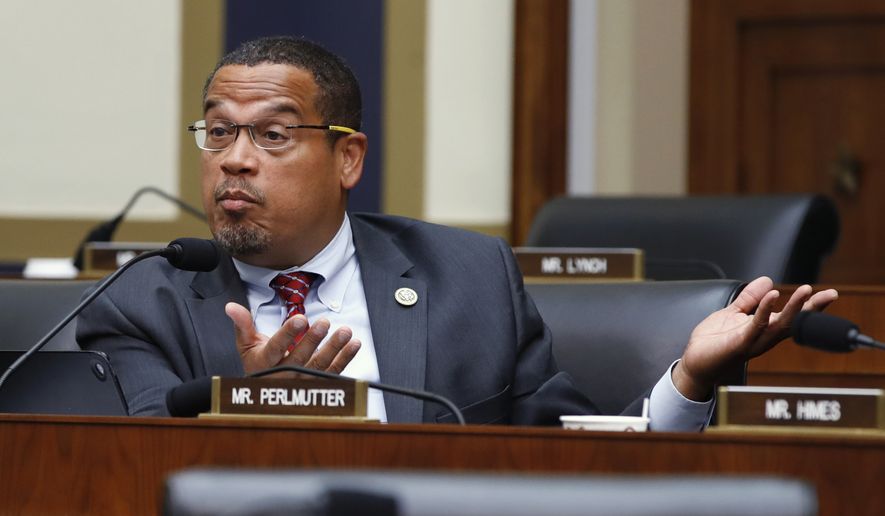 Rep. Keith Ellison, D-Minn., asks a question at a House Committee on Financial Services hearing in Washington. (AP Photo/Jacquelyn Martin, File)