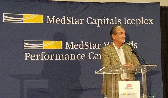 Ted Leonsis, CEO and majority owner of Monumental Sports and Entertainment, announces the new naming rights partnership between his firm&#x27;s teams and MedStar Health in Arlington, Virginia on Monday, July 30, 2018. (Photo by Adam Zielonka / The Washington Times)