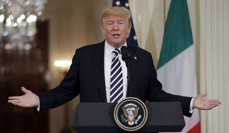 President Donald Trump speaks during a news conference with Italian Prime Minister Giuseppe Conte at the White House, Monday, July 30, 2018, in Washington. (AP Photo/Evan Vucci)