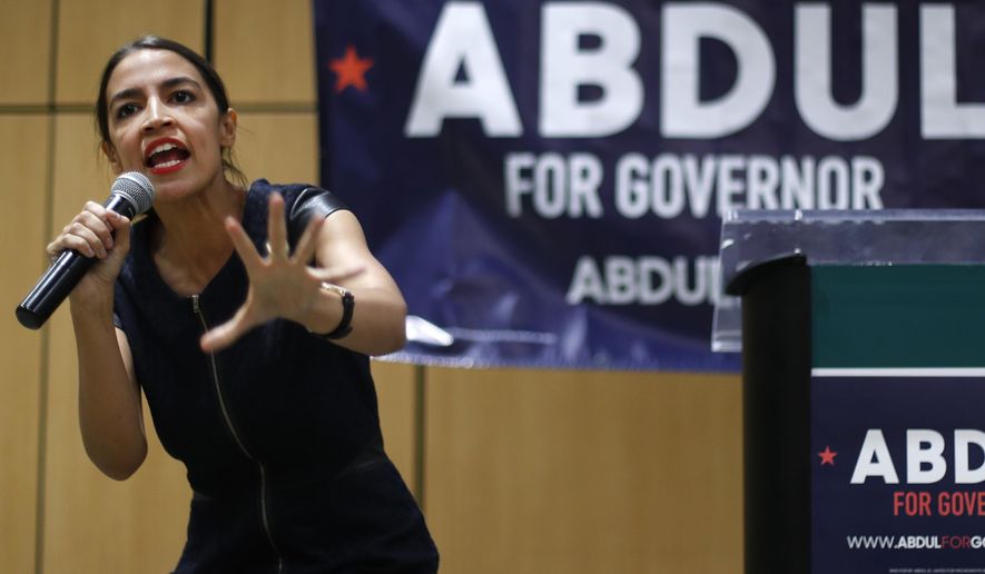 New York Democratic congressional candidate Alexandria Ocasio-Cortez is campaigning for Abdul El-Sayed of Michigan, who hopes to become the nation&#39;s first Muslim governor. (Associated Press/File)