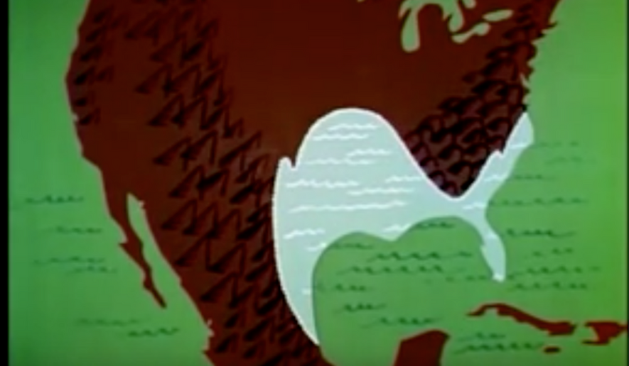 Screen capture from &quot;The  Unchained Goddess,&quot; a 1958 education video produced by Frank Capra which warned that manmade global warming could melt polar ice caps and dramatically flood significant portions of the United States. (YouTube)