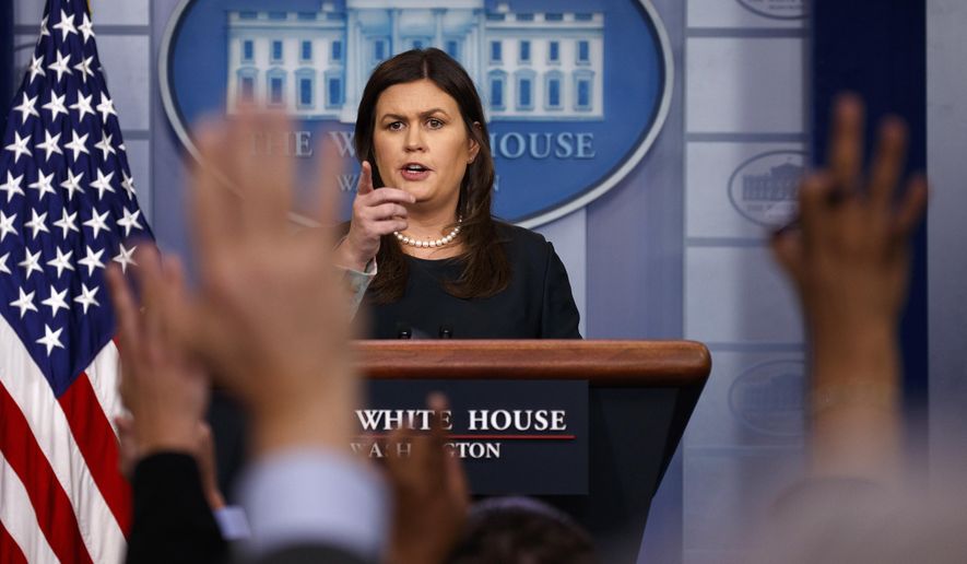 White House press secretary Sarah Huckabee Sanders speaks during the daily press briefing at the White House, Wednesday, Aug. 1, 2018, in Washington. (AP Photo/Evan Vucci)