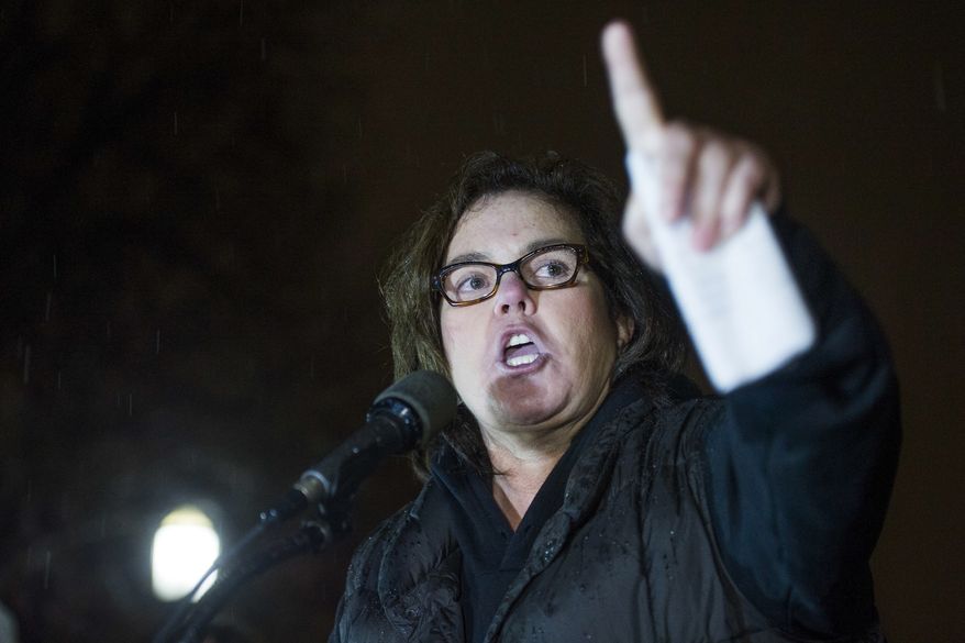 Rosie O&#39;Donnell speaks at a rally calling for resistance to President Donald Trump in Lafayette Park in front of the White House in Washington, Feb. 28, 2017. (AP Photo/Cliff Owen) ** FILE **