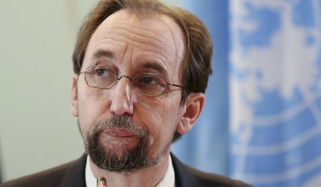 FILE - In this Feb. 7, 2018, file photo, U.N. human rights chief Zeid Ra&#x27;ad al-Hussein pauses during a press conference in Jakarta, Indonesia. Zeid defended his outspoken criticism of rights abuses in dozens of countries from Myanmar and Hungary to the United States on Thursday, Aug. 2, 2018, insisting that his office doesn&#x27;t &amp;quot;bring shame on governments, they shame themselves.&amp;quot; Zeid stressed at a farewell press conference at U.N. headquarters that &amp;quot;silence does not earn you any respect - none.&amp;quot; (AP Photo/Dita Alangkara, File)