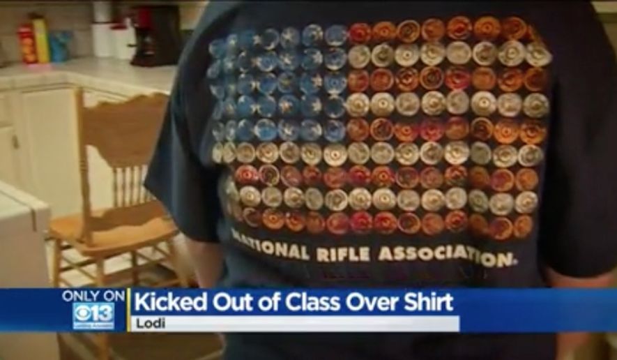 The Lodi Unified School District in California is taking steps to re-educate teachers on its student dress code after two sophomores were reportedly kicked out of their history class for wearing National Rifle Association T-shirts. (CBS 13 Sacramento)