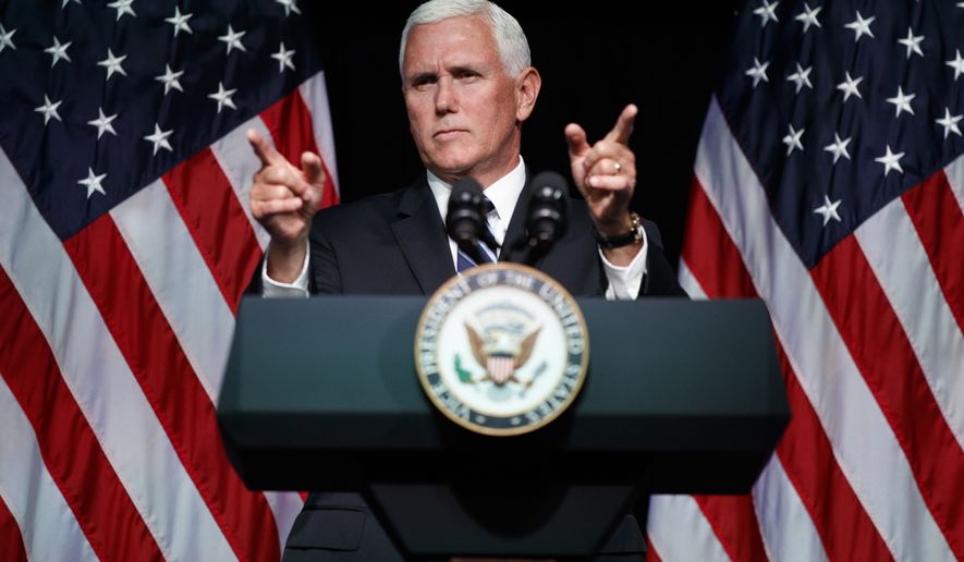 Vice President Mike Pence, speaking Thursday at the Pentagon, announced plans to create a U.S, Space Force to ensure American dominance in space amid heightened completion and threats from China and Russia.  (Associated Press)