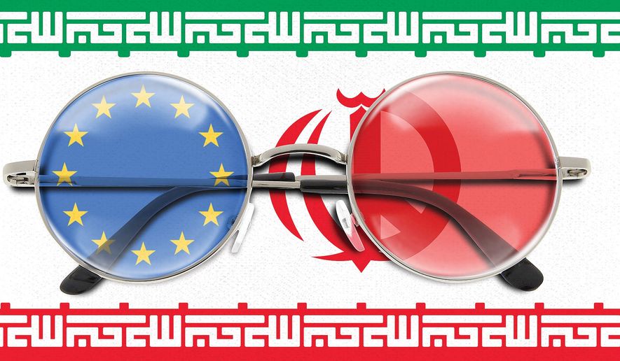 Illustration on the EU's euphoric view of Iran's intentions by Linas Garsys/The Washington Times