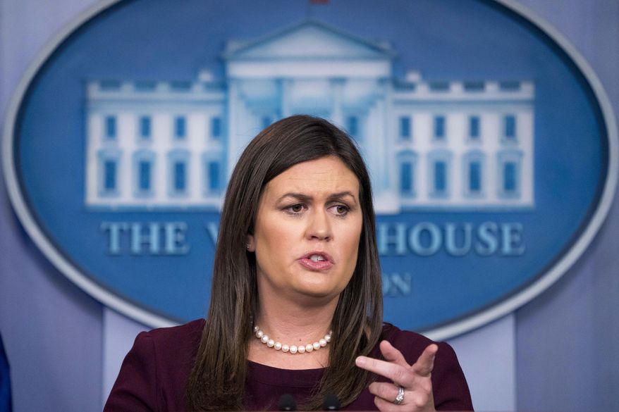 White House press secretary Sarah Huckabee Sanders speaks to the media during the daily press briefing at the White House, Tuesday, Aug. 14, 2018, in Washington. Sanders took questions about former White House staffer Omarosa Manigault Newmanand other topics. (AP Photo/Andrew Harnik)