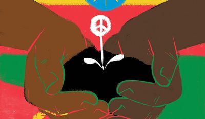 Illustration on renewed hope for Ethiopia and Eritrea by Linas Garsys/The Washington Times