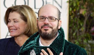 In this Jan. 25, 2004, file photo comedian David Cross and actress Jessica Walter, of the television comedy &amp;quot;arrested Development,&amp;quot; arrive for the 61st Annual Golden Globe Awards in Beverly Hills, Calif. The University of Utah says a tweet from comedian Cross showing him wearing undergarments sacred to the Mormon faith was &amp;quot;deeply offensive.&amp;quot; Still, President Ruth Watkins resisted online calls to cancel his upcoming performance on campus, saying in a statement Sunday, Aug. 19, 2018, the photo intended to promote the show is protected by the First Amendment. (AP Photo/Kevork Djansezian,File)