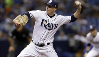 Tampa Bay Rays pitcher Ryan Yarbrough delivers to the Kansas City Royals during the third inning of a baseball game Monday, Aug. 20, 2018, in St. Petersburg, Fla. (AP Photo/Chris O&#39;Meara)