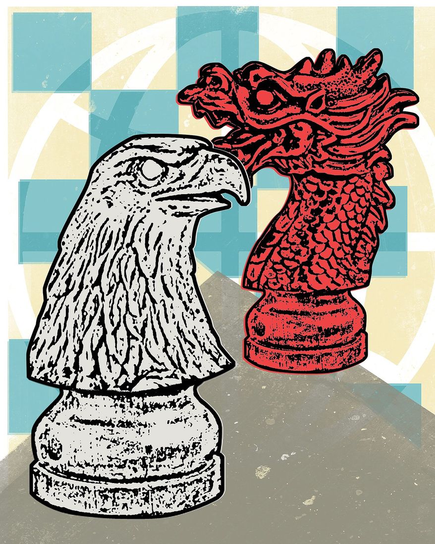 Illustration on China as a rival to the U.S. by Linas Garsys/The Washington Times