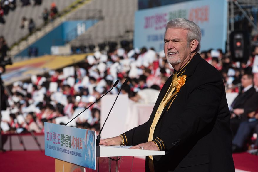Bishop Don Meares, Senior Pastor of Evangel Cathedral in Maryland, called the Korean Peninsula "sacred ground." (PHOTO CREDIT: HSA-UWC)