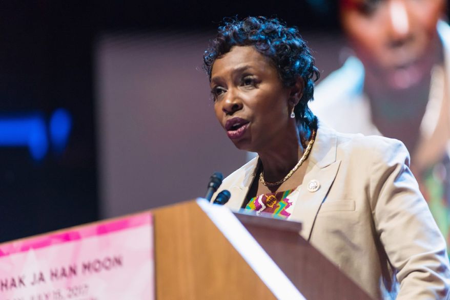 Congresswoman Yvette Clarke - (D-NY) commended Mother Moon and faith leaders calling for peace. (PHOTO CREDIT: HSA-UWC)