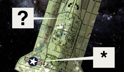 Illustration on advice for the proposed Space Corps by Alexander Hunter/The Washington Times