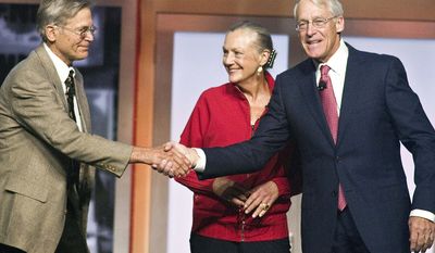 15. Alice Walton, 68, Walmart, $46 B , 14. S. Robson Walton, 73, Walmart, $46.2 B, 13. Jim Walton, 70, Walmart, $46.4 B 
Jim Walton, left,, Alice Walton, center, and Robson Walton, right, greet each other during the beginning of the Walmart Stores Inc. shareholders&#39; meeting in Fayetteville, Ark., Friday, June 1, 2012. The three siblings are the children of the late Sam Walton, founder of Walmart. (AP Photo/April L. Brown)