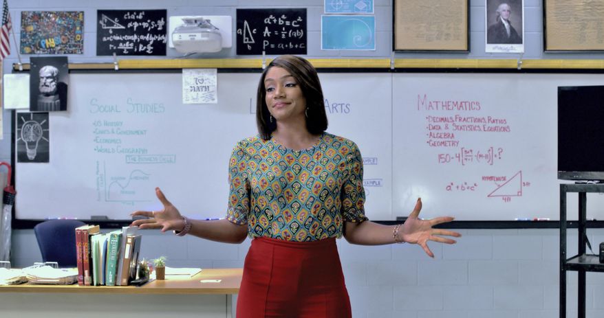 This image released by Universal Pictures shows Tiffany Haddish in a scene from "Night School," in theaters nationwide on Sept. 28. (Universal Pictures via AP)