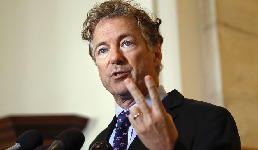 Sen. Rand Paul, R-Ky., speaks during a news conference on Capitol Hill in Washington, Sept. 25, 2017. (AP Photo/Pablo Martinez Monsivais) ** FILE **