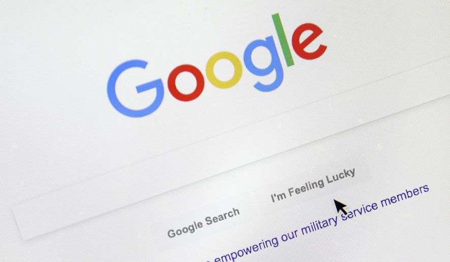 A cursor moves over Google&#x27;s search engine page on Tuesday, Aug. 28, 2018, in Portland, Ore. Political leanings don’t factor into Google’s search algorithm. But the authoritativeness of page links the algorithm spits out and the perception of thousands of human raters do. (AP Photo/Don Ryan) **FILE**