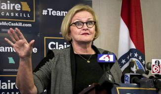 Sen. Claire McCaskill, Missouri Democrat, is in one of the tightest races on the map this year and under intense pressure from the left and the right over Judge Brett M. Kavanaugh&#39;s Supreme Court confirmation vote. (Associated Press/File)