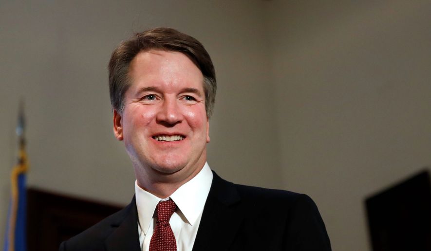 In this July 26, 2018, file photo, Supreme Court nominee Judge Brett Kavanaugh on Capitol Hill in Washington. (AP Photo/Jacquelyn Martin, File) 