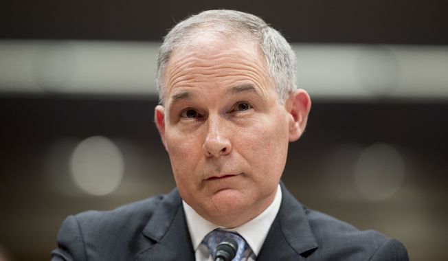 In this May 16, 2018, file photo, Environmental Protection Agency Administrator Scott Pruitt appears before a Senate Appropriations subcommittee on the Interior, Environment, and Related Agencies on budget on Capitol Hill in Washington. The Environmental Protection Agency’s internal watchdog is faulting the agency for spending millions of dollars on round-the-clock security for former administrator Scott Pruitt. The EPA inspector general says the agency failed to document why Pruitt needed more than $3.5 million in security spending in 2017. (AP Photo/Andrew Harnik)