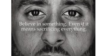 This image taken from the Twitter account of the former National Football League player Colin Kaepernick shows a Nike advertisement featuring him that was posted Monday, Sept. 3, 2018. Kaepernick already had a deal with Nike that was set to expire, but it was renegotiated into a multi-year deal to make him one of the faces of Nike&#39;s 30th anniversary &amp;quot;Just Do It&amp;quot; campaign, according to a person familiar with the contract. (Twitter via AP)