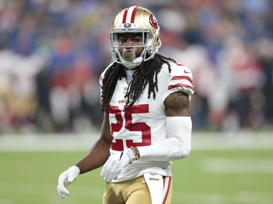 FILE - In this Aug. 25, 2018, file photo, San Francisco 49ers defensive back Richard Sherman stands on the field during the first half of the team&#39;s NFL preseason football game against the Indianapolis Colts in Indianapolis. A day after the 49ers elected Sherman as their player representative, the veteran cornerback believes a lockout is coming when the NFL collective bargaining agreement expires. “It’s going to happen, so it’s not like guys are guessing,” Sherman said before the 49ers’ workout Thursday. (AP Photo/AJ Mast, File)