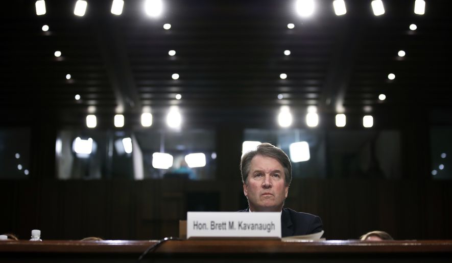 President Donald Trump&#39;s Supreme Court nominee, Brett Kavanaugh testifies before the Senate Judiciary Committee on Capitol Hill in Washington, Thursday, Sept. 6, 2018, for the third day of his confirmation to replace retired Justice Anthony Kennedy. (AP Photo/Alex Brandon)