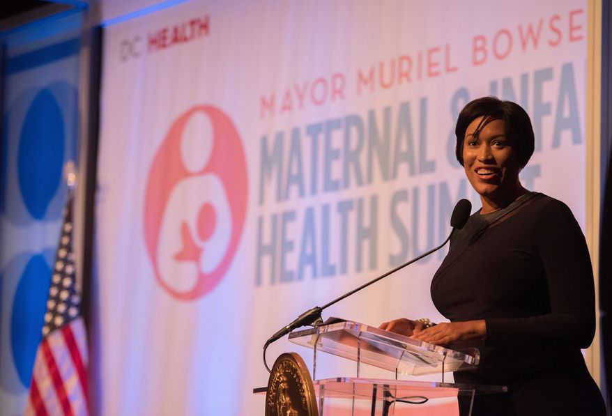 D.C. Mayor Muriel Bowser addresses a crowd of nearly 1,000 people at the inaugural Maternal and Infant Health Summit head Wednesday in the capital.