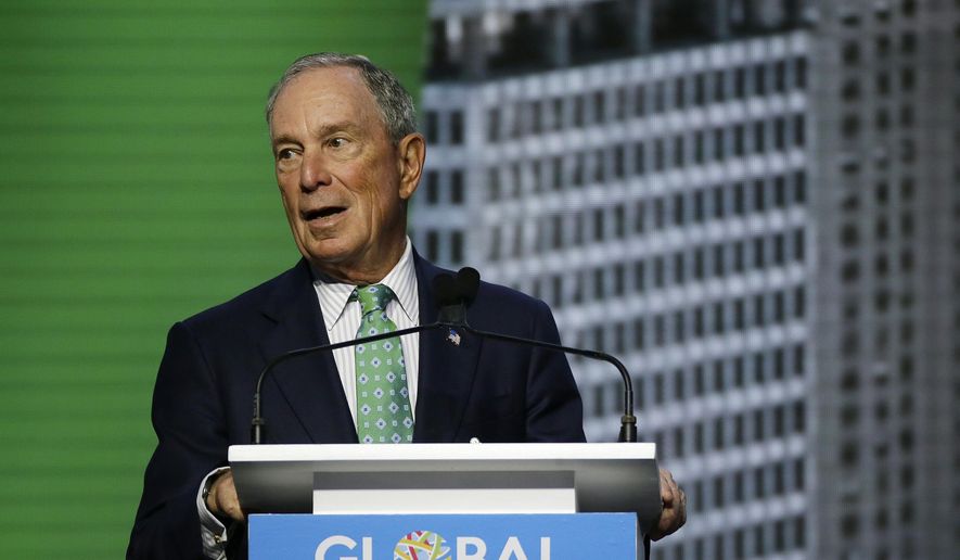 Michael Bloomberg, the U.N. Secretary-General&#39;s Special Envoy for Climate Action, speaks during the plenary session of the Global Action Climate Summit on Sept. 13, 2018, in San Francisco. (Associated Press) ** FILE **