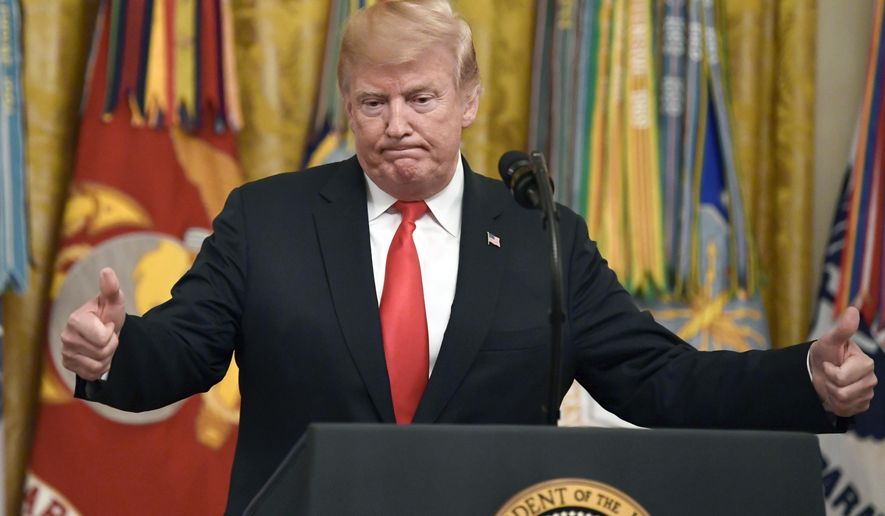 President Donald Trump speaks during a Congressional Medal of Honor Society reception in the East Room of the White House in Washington. (AP Photo/Susan Walsh, File)