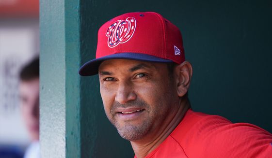 Washington Nationals manager Dave Martinez said he will talk with each member of the coaching staff after the season to discuss the team&#39;s future. (ASSOCIATED PRESS)
